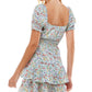 City Studios Junior's Lace Up Smocked TrimDress Blue Size Large