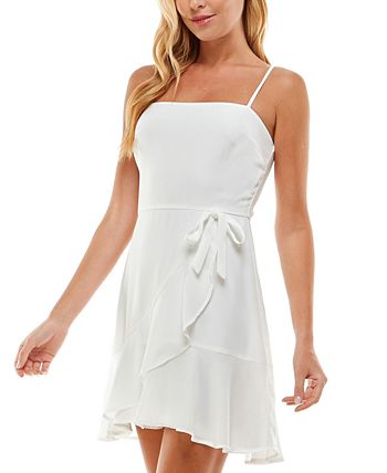 City Studios Junior's Tiered Faux Wrap Dress White Size 1