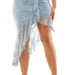 City Studios Junior's Asymmetrical Hem Lace Dress Blue Size 11