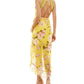 City Studios Women's Floral Printed Hi Low Midi Dress Yellow Size Large
