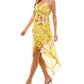 City Studios Women's Floral Printed Hi Low Midi Dress Yellow Size Large