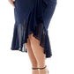 City Studios Women's Ruffled Midi Dress Blue Size 16W