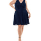 City Studios Women's Lace Fit & Flare Dress Blue Size 22W