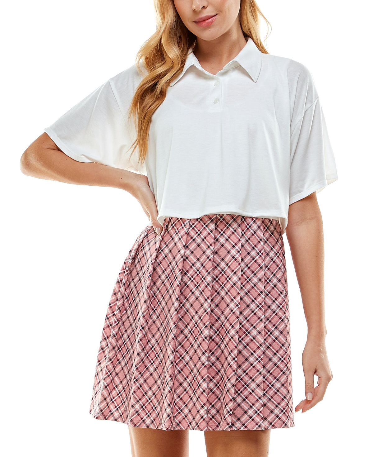 Kingston Junior's Two Piece Printed Skirt Dress Pink Size XX-Large
