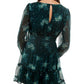 City Studios Junior's Surplice Neck Metallic Fit & Flare Dress Green Size Small