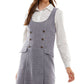 Kingston Junior's Contrast Collar Boucle Dress Set White Size X-Small