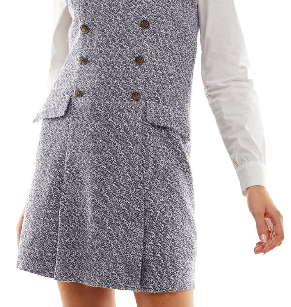 Kingston Junior's Contrast Collar Boucle Dress Set White Size X-Small