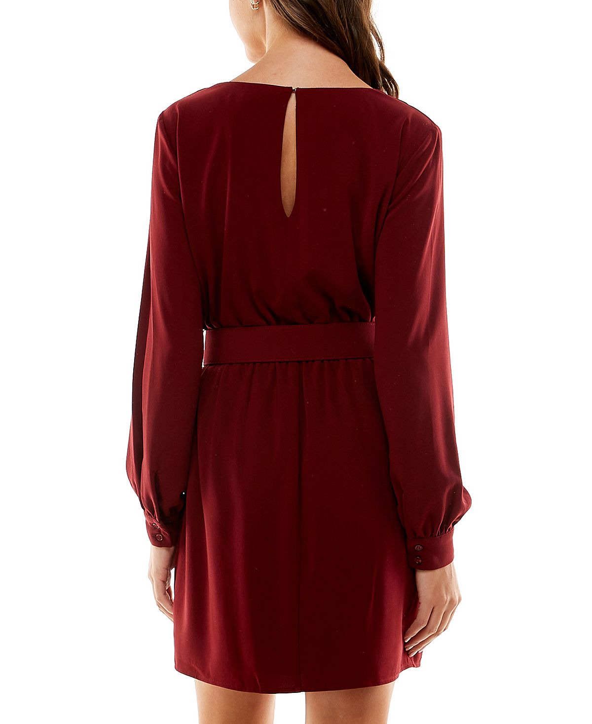 City Studios Junior's Draped Neck Belted Sheath Dress Red Size 13
