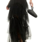City Studios Junior's Off The Shoulder Tiered Mesh Gown Black Size 15
