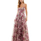 Say Yes To The Prom Junior's Embroidered Floral Lace Up Gown Purple Size 1