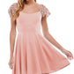 City Studios Junior's Lace Sleeve Mini Dress Pink Size 7
