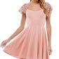 City Studios Junior's Lace Sleeve Mini Dress Pink Size 7