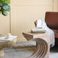 16.3x12.2x22.6 Modern Sculptural Arched Side Table with Faux Travertine Finish