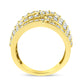 10K Yellow Gold 3.00 Cttw Diamond Multi Row Bypass Wave Cocktail Band Ring (J-K Color, I1-I2 Clarity) - Size 7