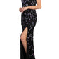 Adrianna Papell - Beaded V-neck Sleeveless Font Slit Gown