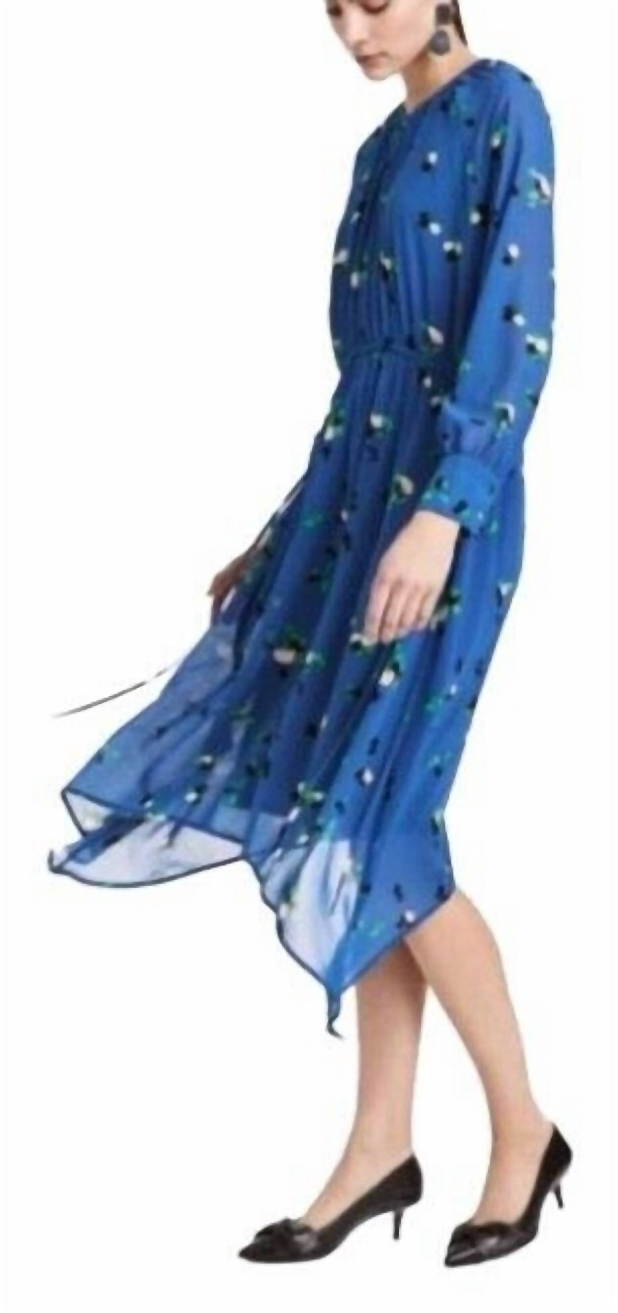 H&M - High Low Point Hem Abstract Print Chiffon Dress
