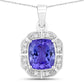 2.52 Carat Genuine Tanzanite and White Diamond 14K White Gold Pendant