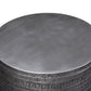 Johnsen 15 Inch Wide Tribal Pattern Metal Accent Table in Antique Silver