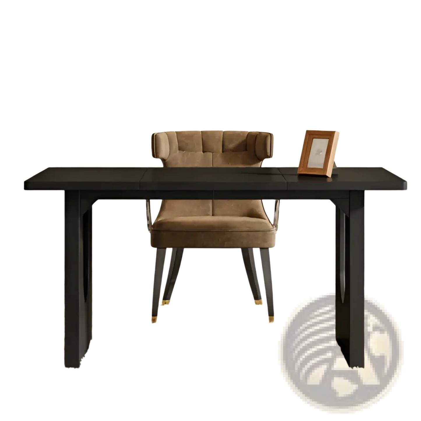 71 Inch Black Executive Office Desk with Curved Legs