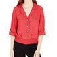 Byer California Women's Button Front Shirred Banded Top Red Size Medium