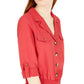 Byer California Women's Button Front Shirred Banded Top Red Size Medium