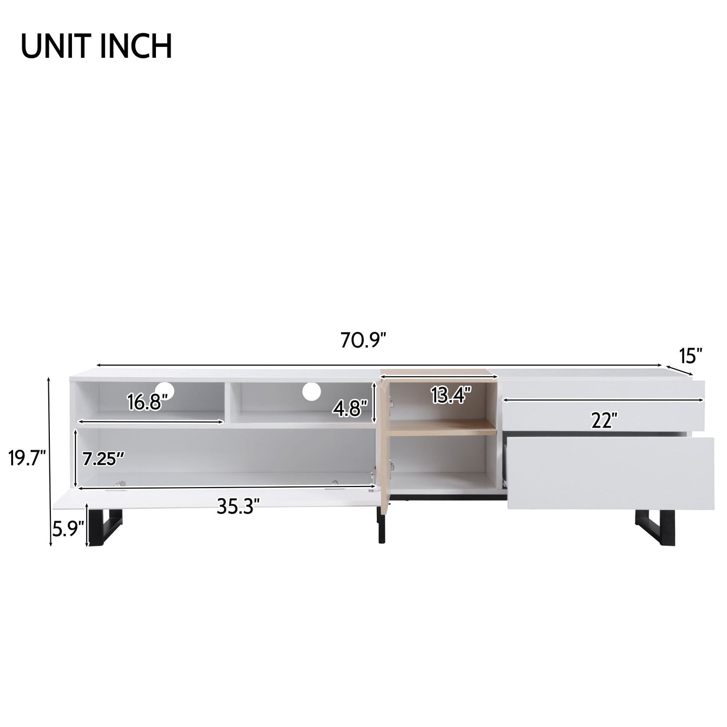 TV Stand for 80" TV With Double Storage Space