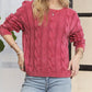Adora - Mineral Wash Cable Knit Sweater Top