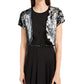 BCX Womens Juniors Sequined Dressy Shrug Silver M