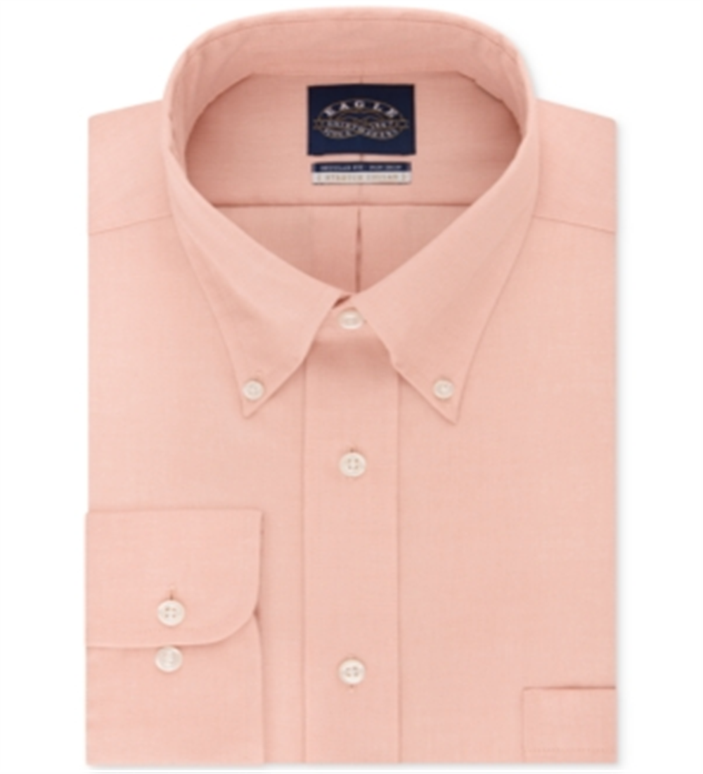 Eagle Men's Classic Regular Fit Stretch Collar Non Iron Dress Shirt Pink Size 15/5 32-33