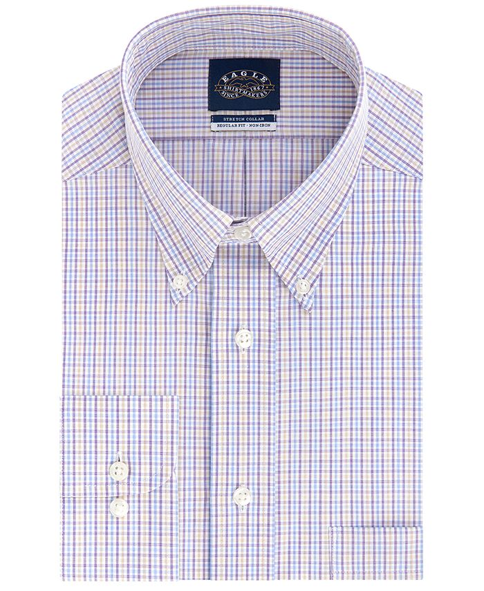Eagle Men's Classic Fit Stretch Collar Dress Shirt Purple Size 34-35