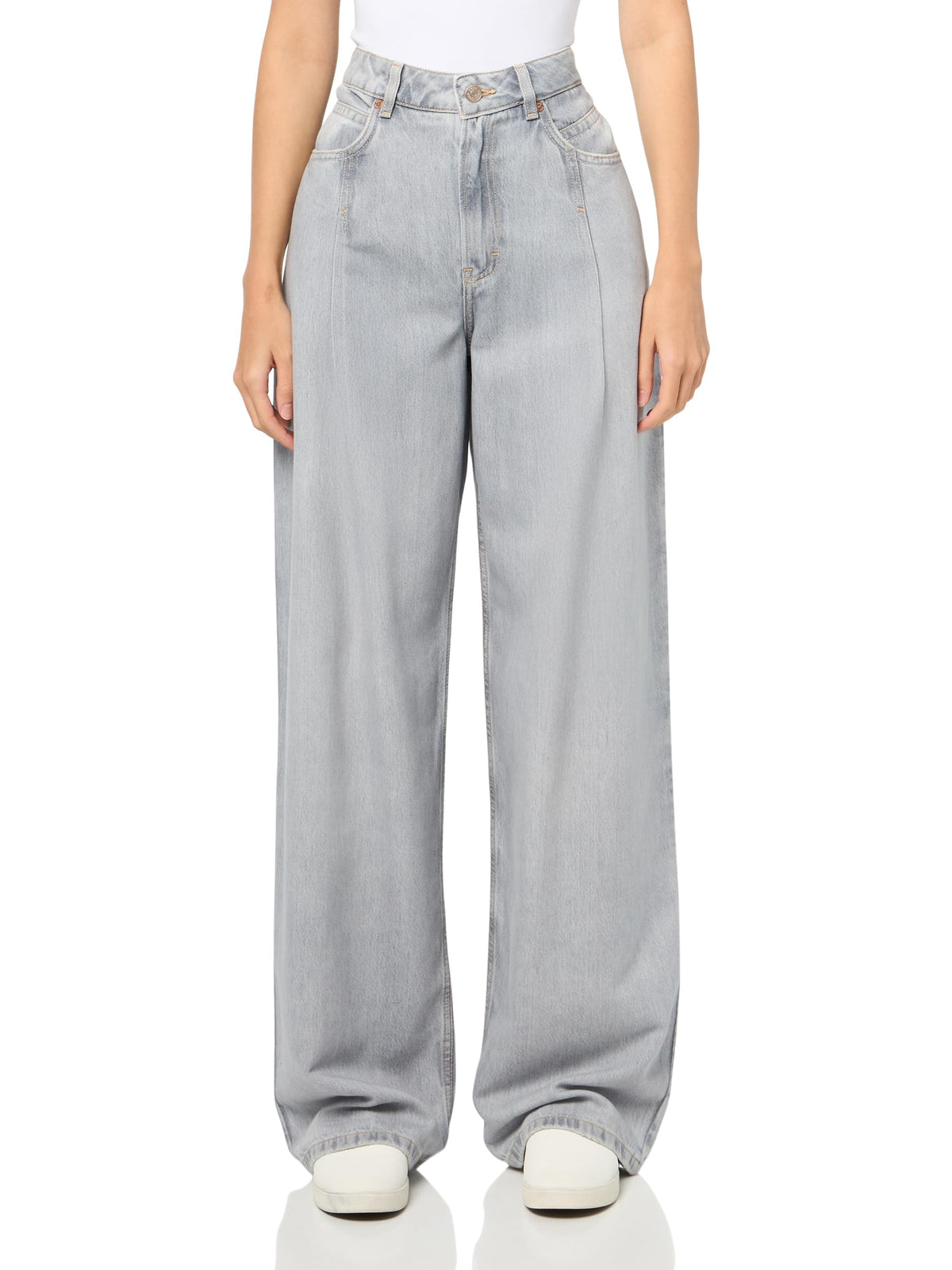 BOSS Soft Touch Wide Leg Jeans Icy Grey 28