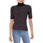 Anne Klein Womens Striped Half Sleeve Top Black L