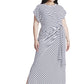 ELOQUII Women's Plus Size Easy Tee Dress - 18/20, Navy Cream Stripe