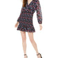 Leyden Womens Smocked Crossover Casual Dress Black L