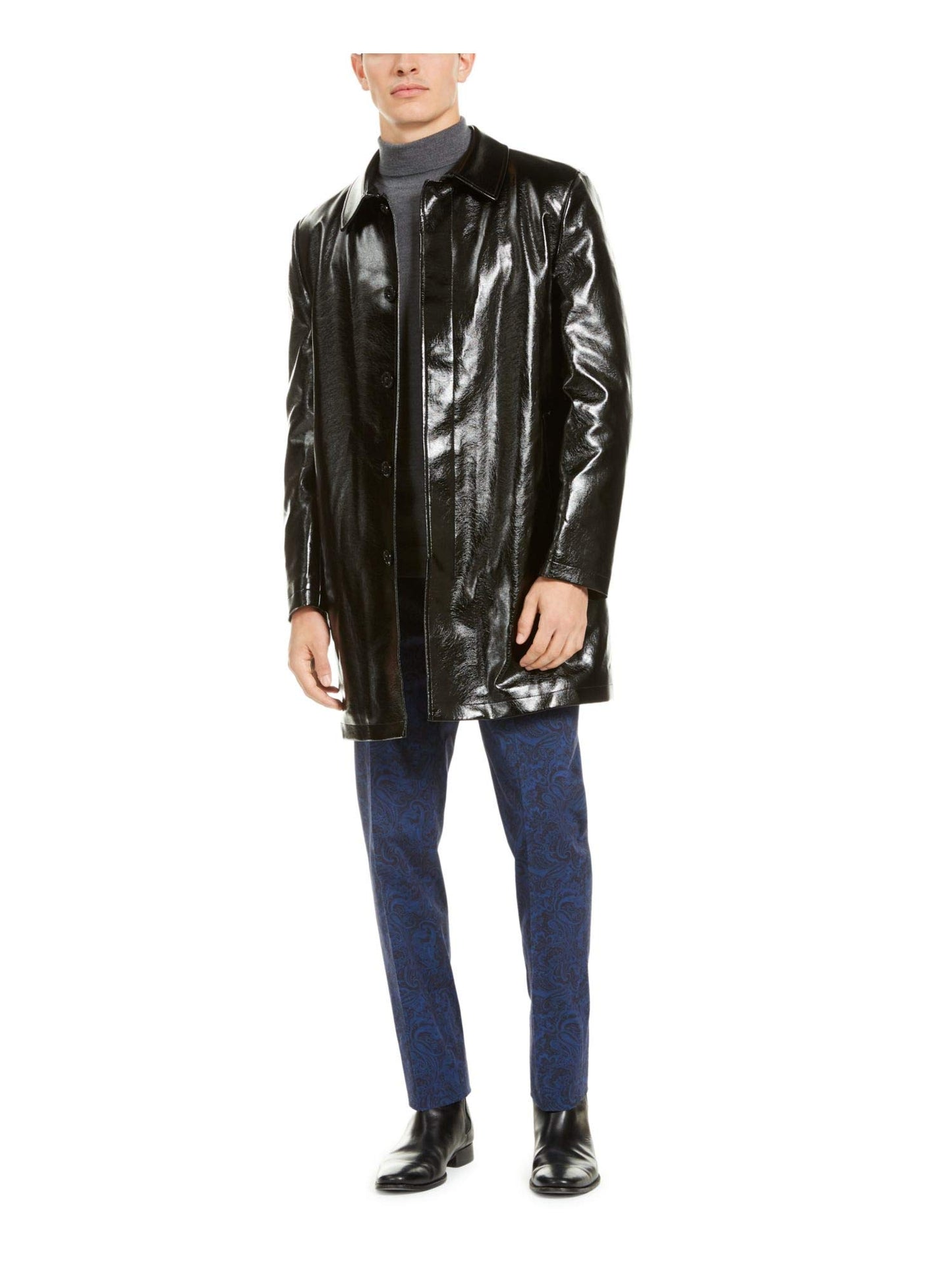 Men's Black Faux Fur Lined Coat