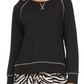 Flora by Flora Nikrooz Women's T-Shirt & Printed Velour Pajama Pants Set Black Size Medium
