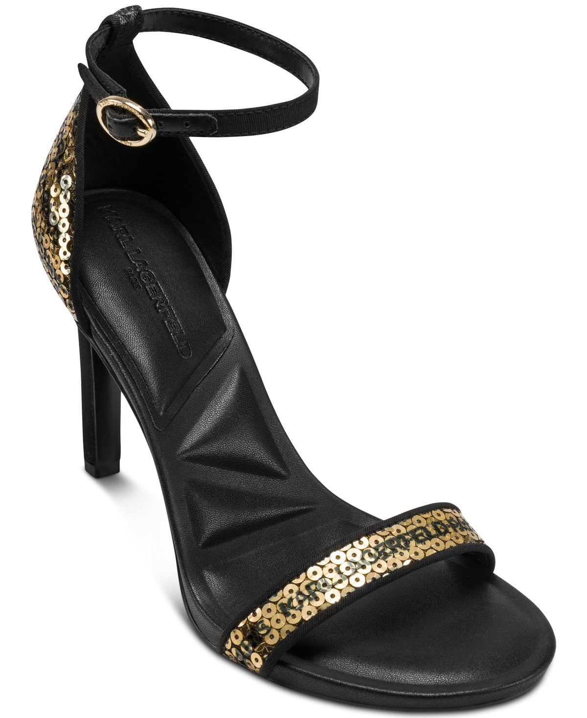 KARL LAGERFELD Paris Women's Gold Black Dress Heels Size 8
