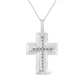 .925 Sterling Silver Prong-Set Diamond Accent Bold Cross 18" Pendant Necklace (I-J Color, I1-I2 Clarity)