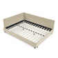 Mid-Century Storage Upholstered Tufted Bed Frame with Backrest and Armrests
