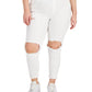 Tinseltown Trendy Women's Destructed Mom Jeans White Size Petite Small