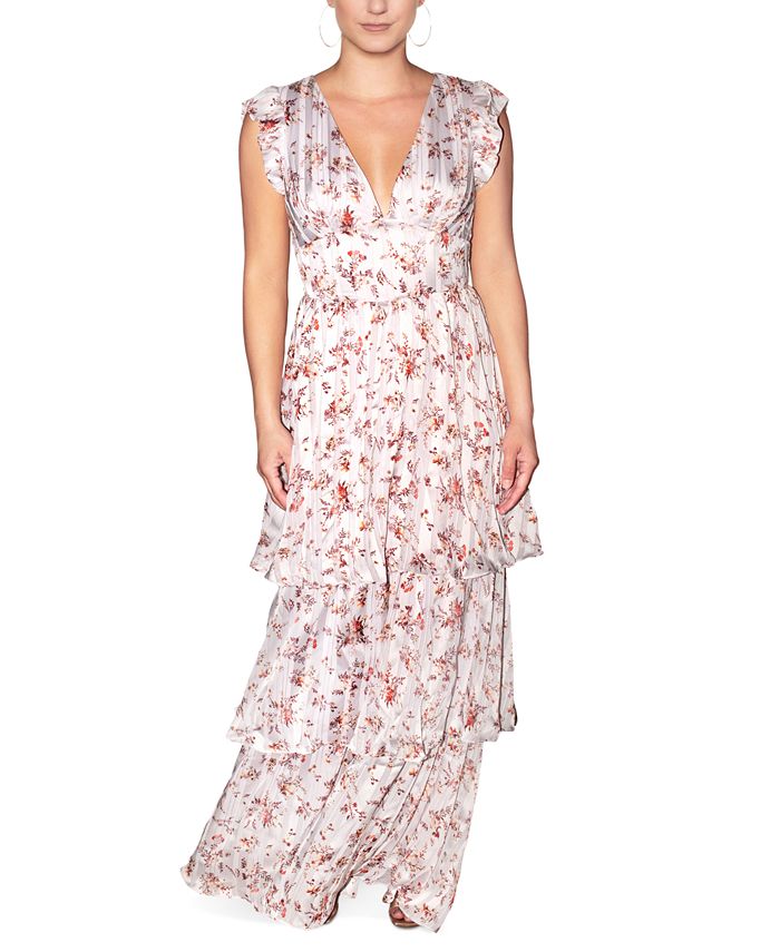 Rachel Roy Women's Elaine Floral Print Tiered Maxi Dress White Size 12