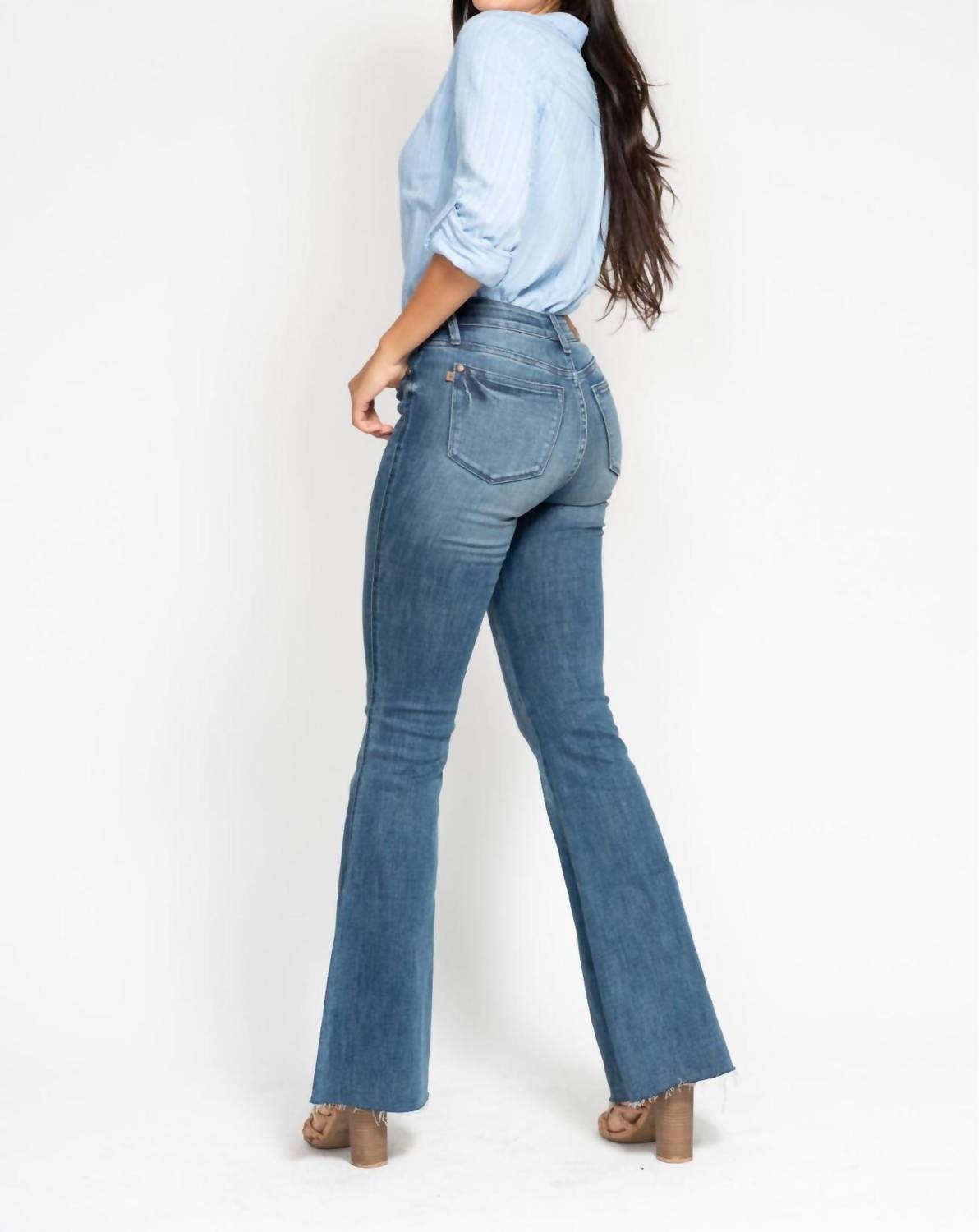 Judy Blue - Midrise Tummy Control Cut Hem Flare Jeans