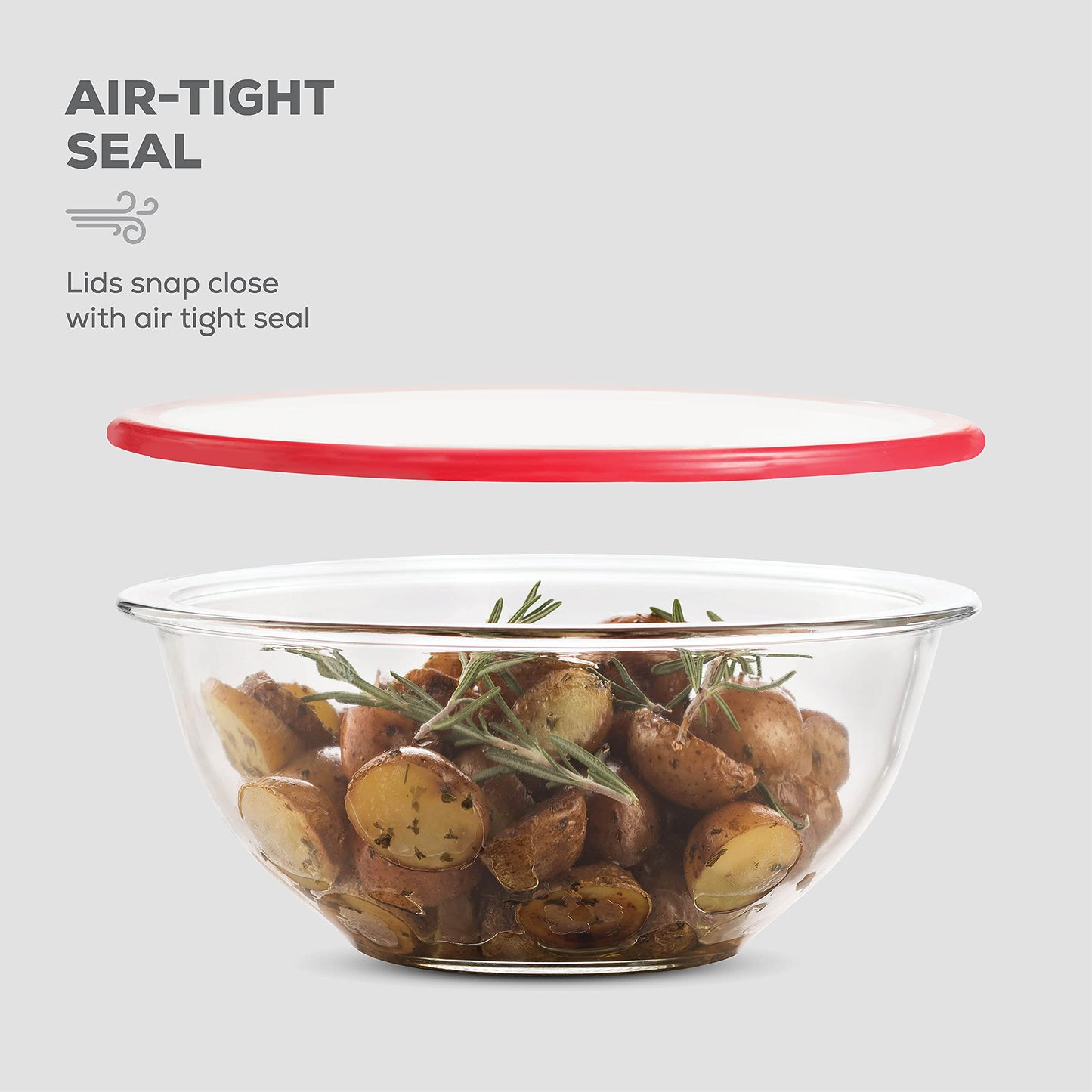 Glass Mixing Bowls with Lids - 8 Piece Set