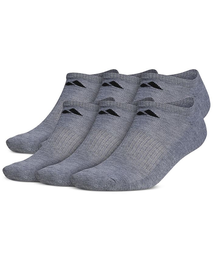 Adidas Men's Cushioned Athletic 6-Pack No Show Socks Gray Size  6-12