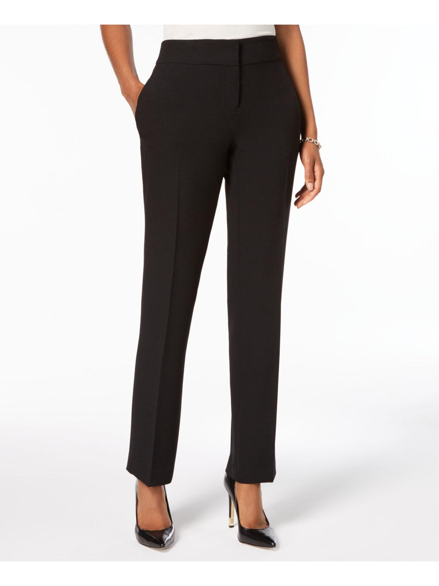 Kasper Women's Slim Straight Leg Modern Trousers Black Size 4