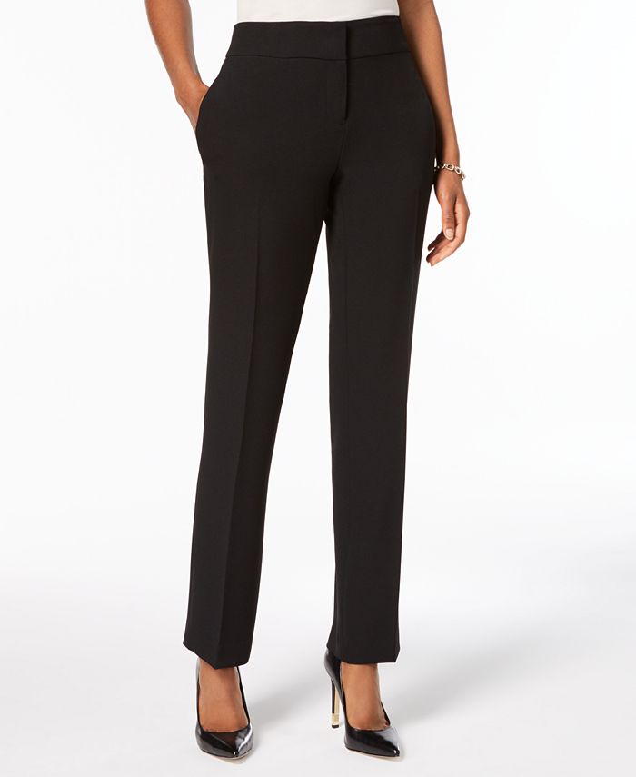 Kasper Women's Stretch Crepe Straight Leg Pants Black Size 8