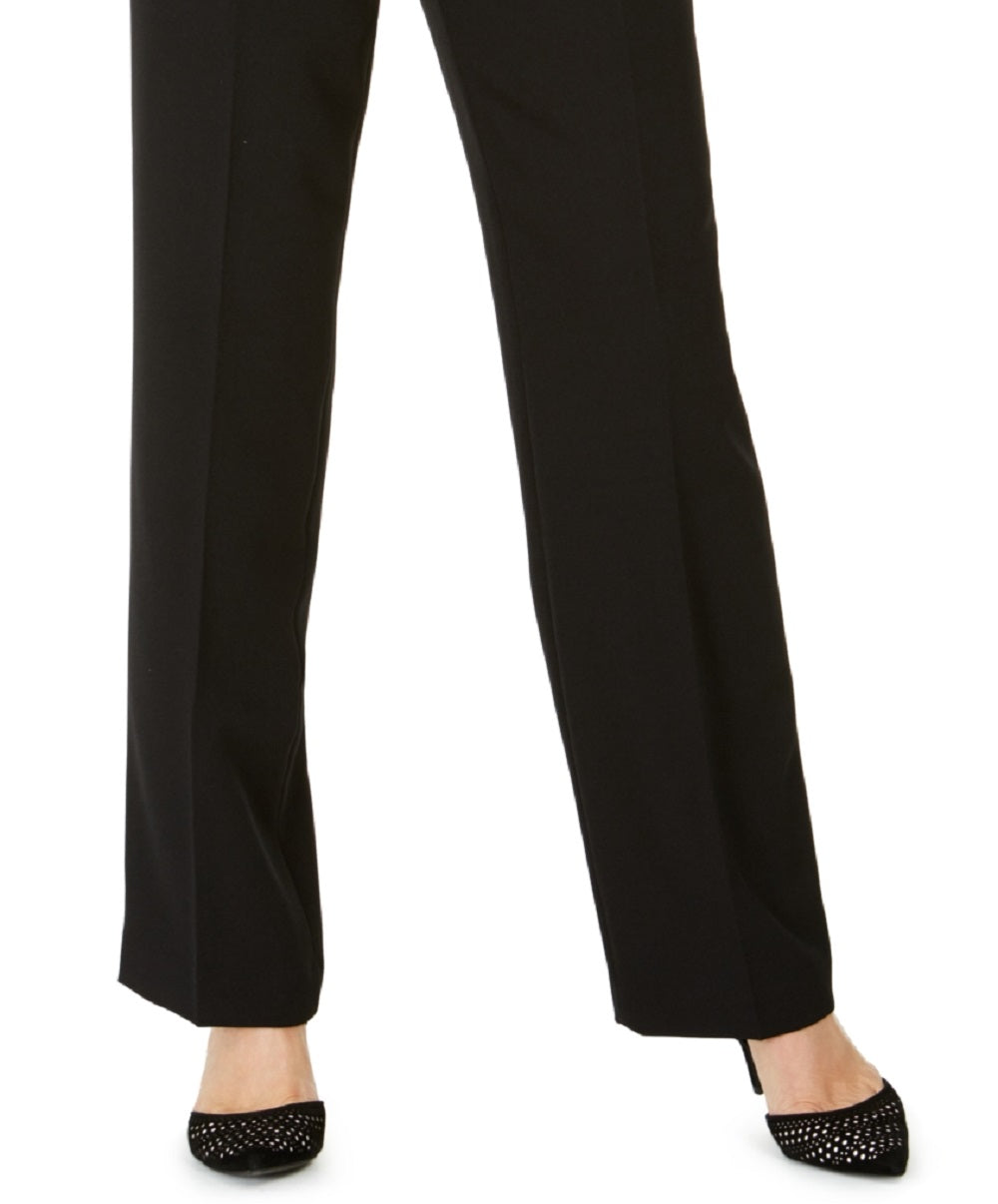 Kasper Women's Tab Waist Straight Fit Modern Dress Pants Black Size 16