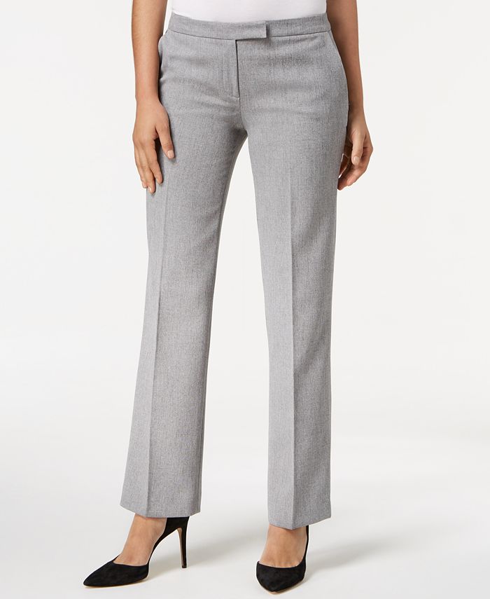 Kasper Women's Tab Waist Modern Dress Pants Gray Size 12 Petite