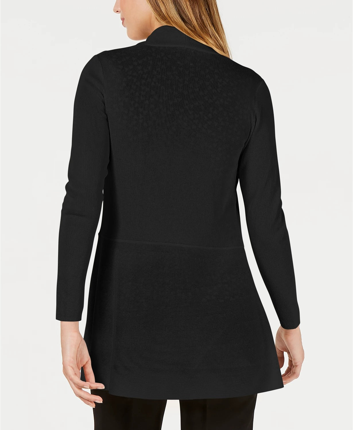 Anne Klein Women's Peplum Long Cardigan Black Size Small