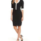 Anne Klein Women's Shawl Collar Knit Sheath Dress Black Size Small